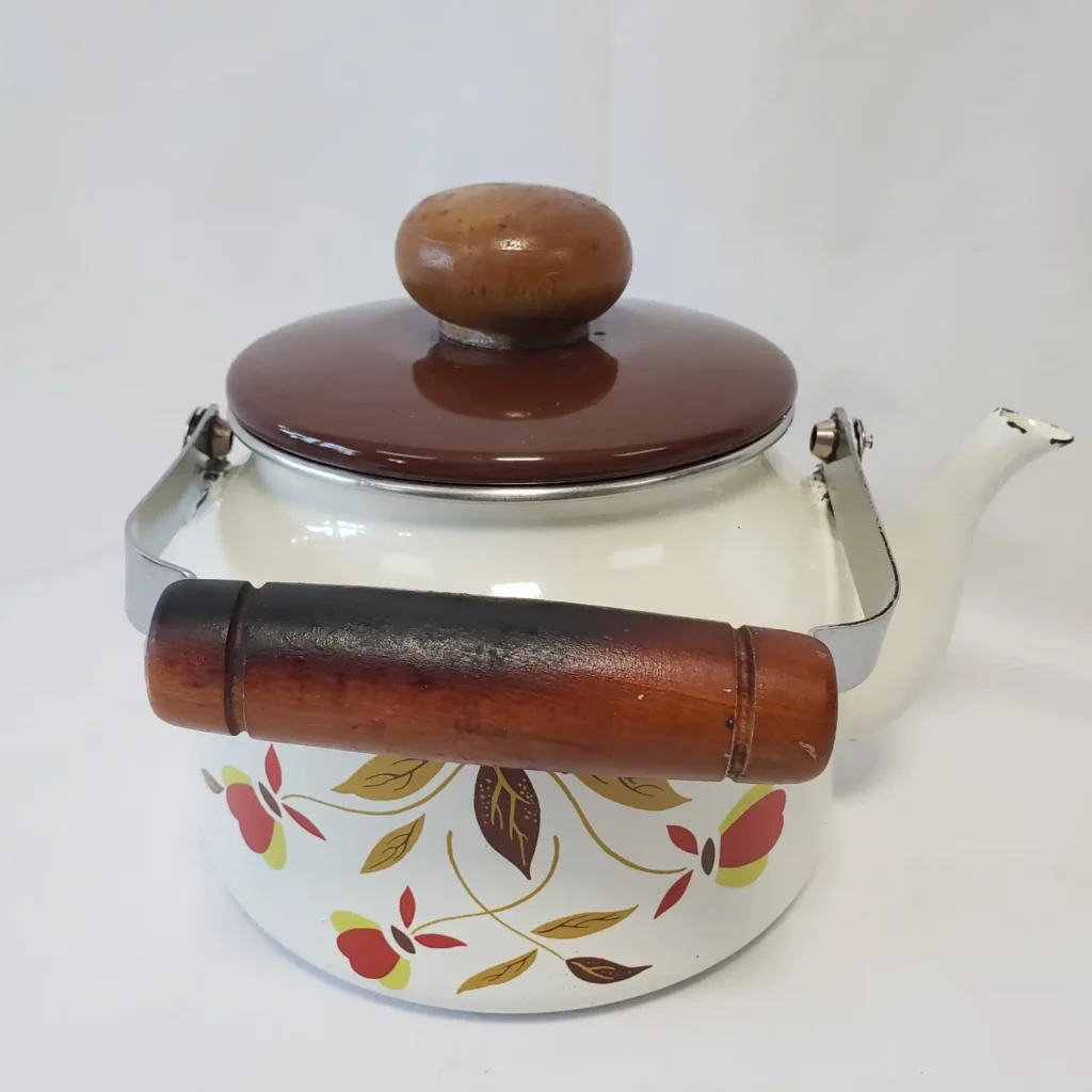 Hall Teapot Enamelware Jewel Tea Pot Autumn Leaf Vintage Enamel Round Metal Kettle - Image 15