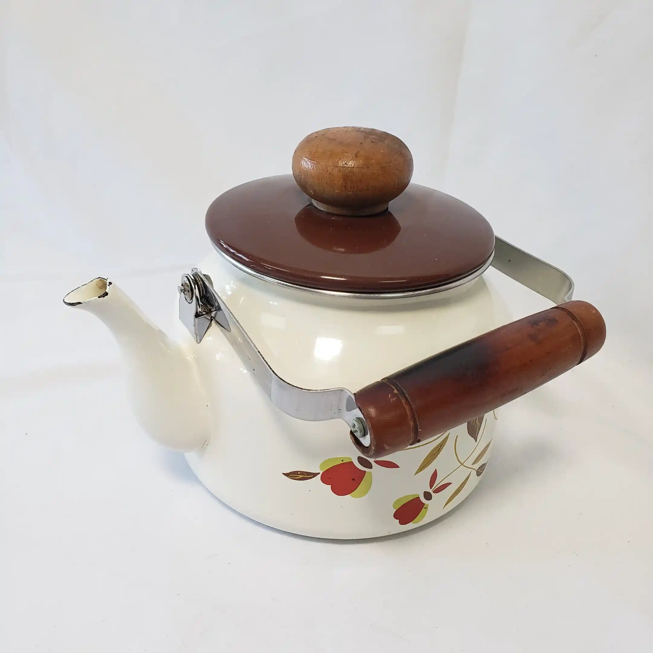 Hall Teapot Enamelware Jewel Tea Pot Autumn Leaf Vintage Enamel Round Metal Kettle - Image 14