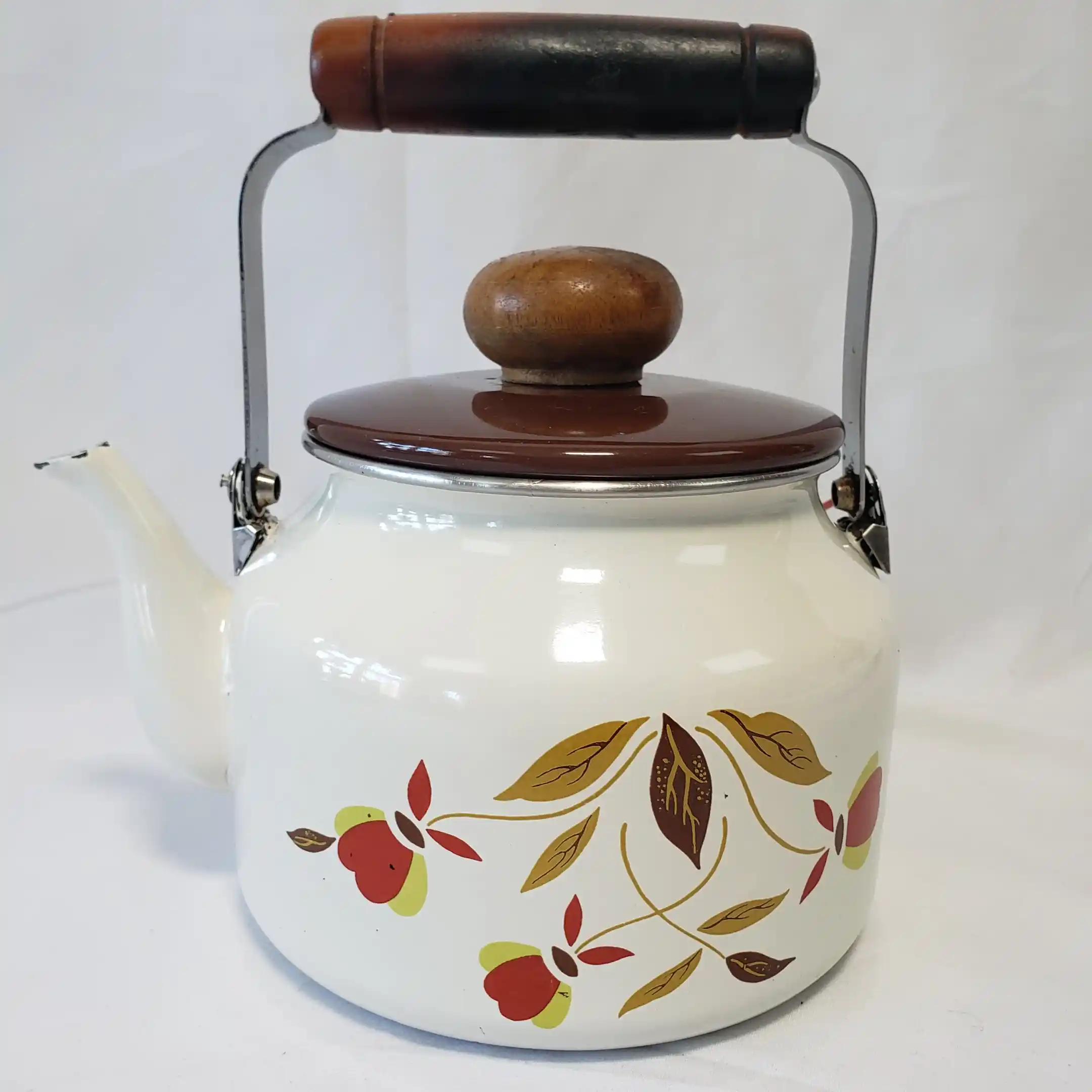 Hall Teapot Enamelware Jewel Tea Pot Autumn Leaf Vintage Enamel Round Metal Kettle - Image 25