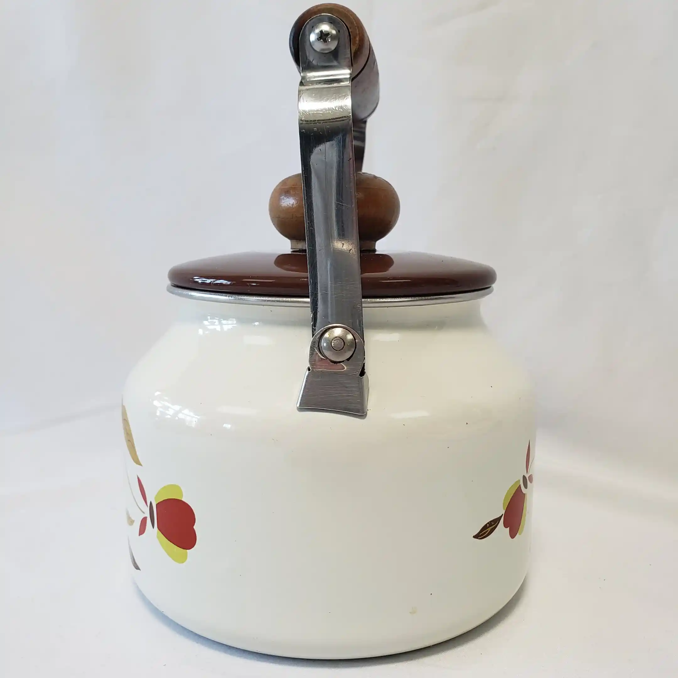 Hall Teapot Enamelware Jewel Tea Pot Autumn Leaf Vintage Enamel Round Metal Kettle - Image 8