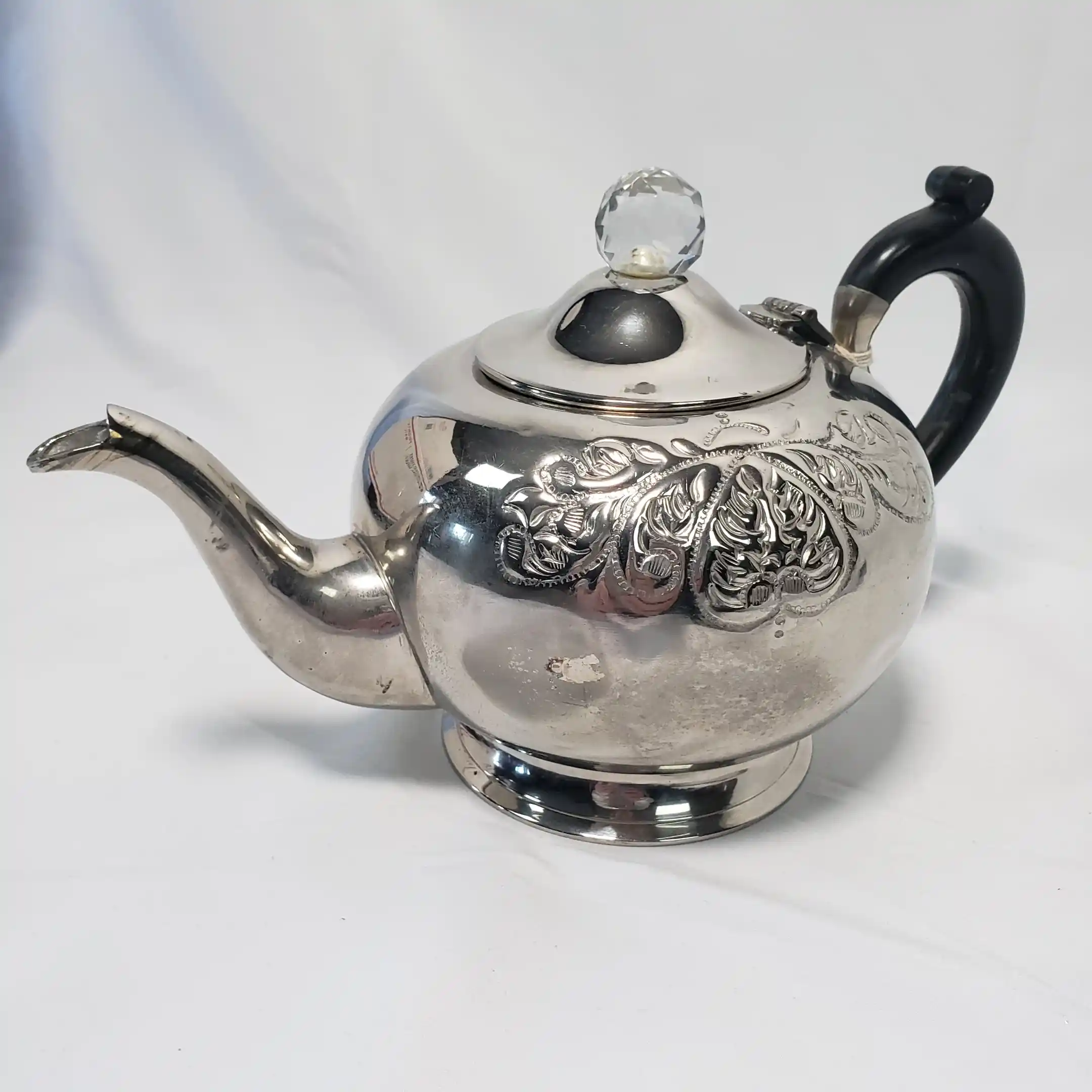 Lisbeth Dahl Copenhagen Teapot Vintage Round Chrome Embossed Edwardian Style Tea Pot