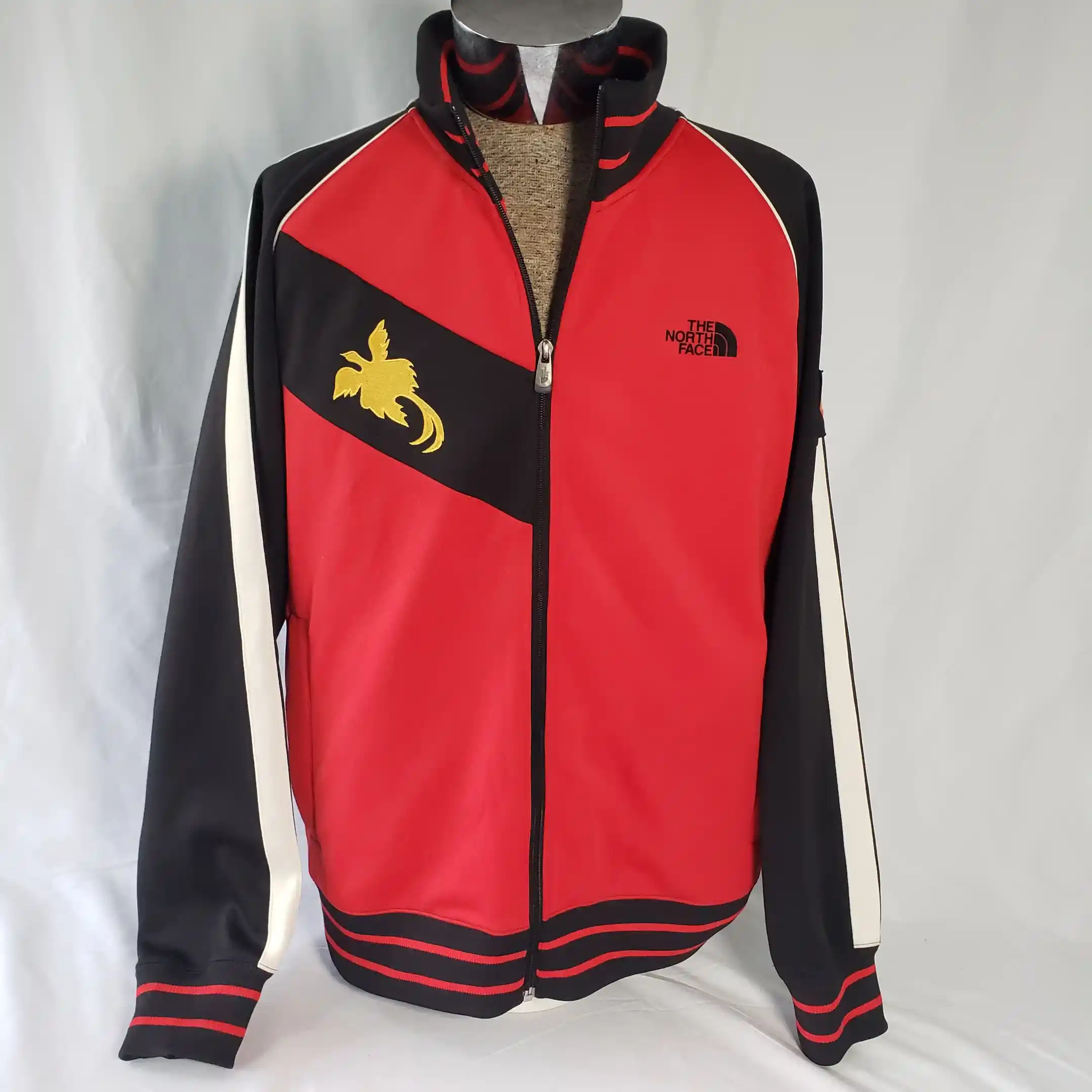 A5 North Face Jacket Carstensz Summit 4884m Black Vtg Red Lightweight Zip Men XL